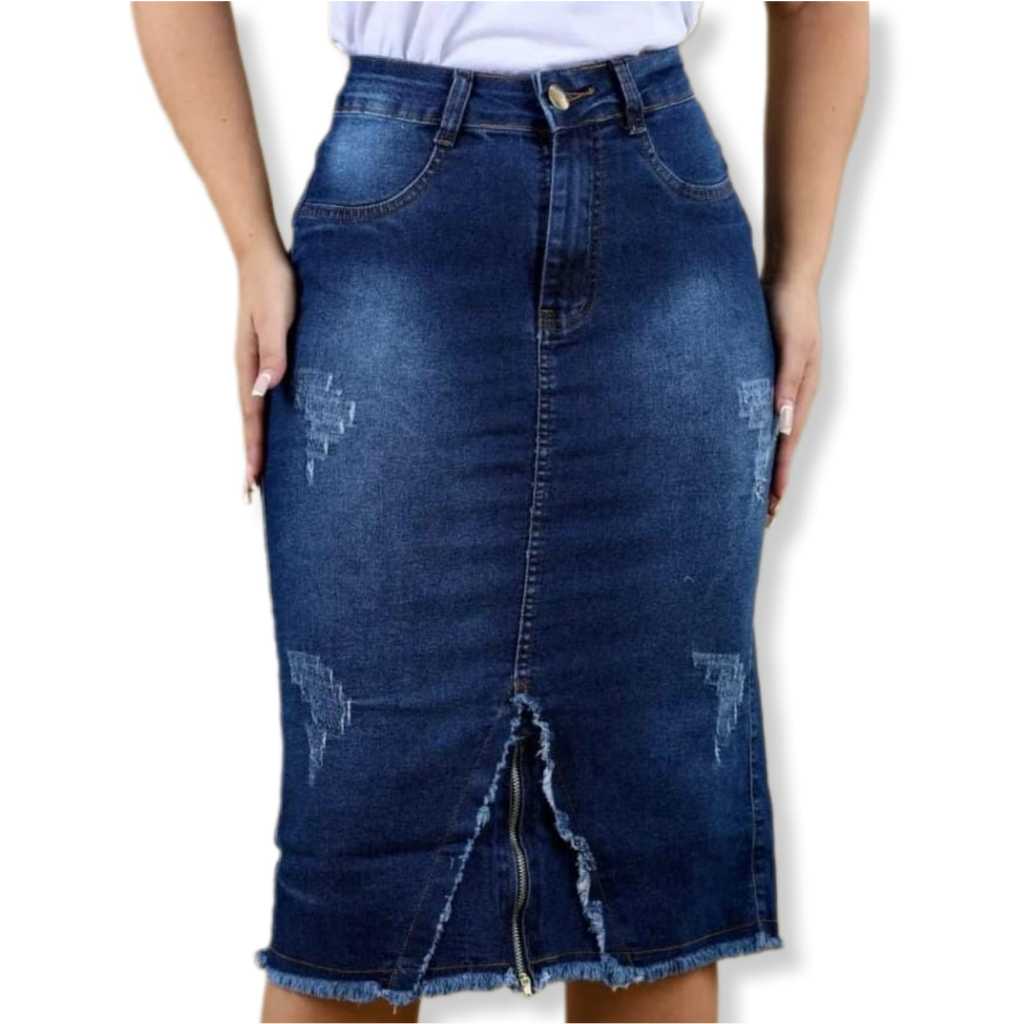 1efdfd0620e337999836fef2d27d362f.jpeg Saia Jeans Longa Feminino Evangélica Azul Claro - Imagem 6