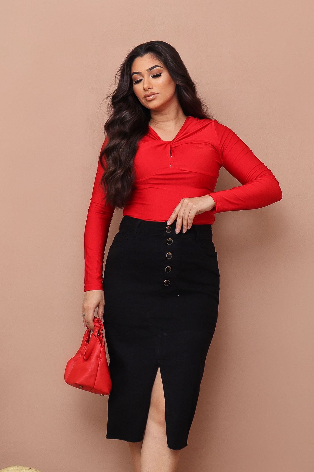78d1940b95af78bf8788f22069cc81c5.jpg Saia Jeans Feminina Longa Com Fenda Evangélica Secretária 100% Algodão - Imagem 7