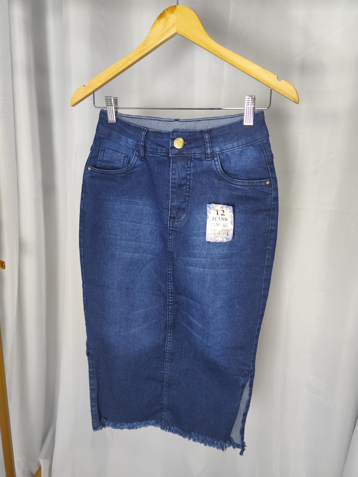 81d85c3fbcf536797da2141628c6d1eb.jpg Saia Jeans Lisa Cristã Evangélica Secretaria Cós Alto Feminina Azul Escuro Estilo 38 ao 48 - Imagem 2