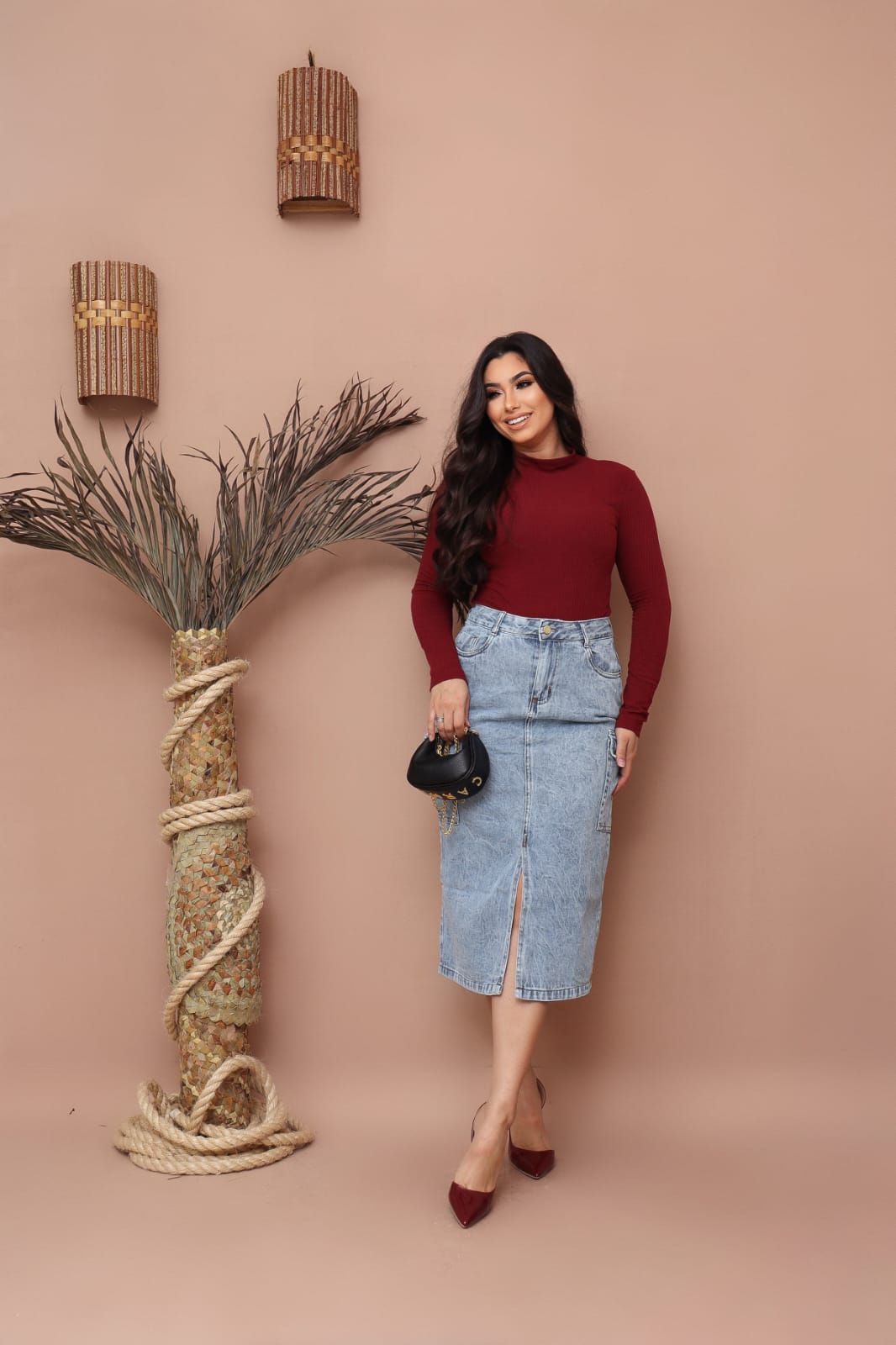 a30d7dfe84b059859c9a82a6048d1ff4.jpg Saia Jeans Cargo Longa Feminina Com Abertura e Bolsos Moda Cristã Evangélica - Imagem 2