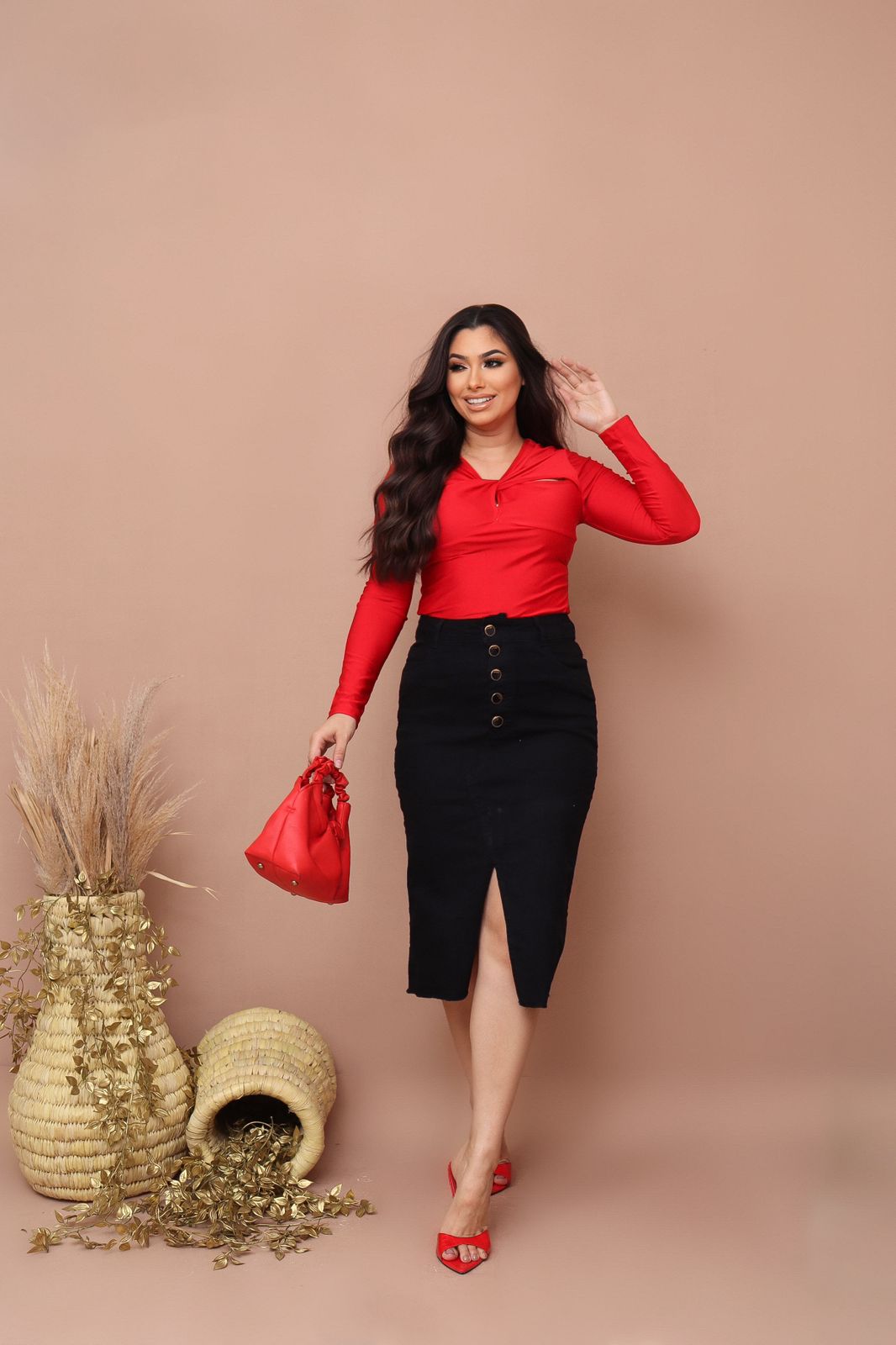 a82746bd82153628fd800966ee0bbad6.jpg Saia Jeans Feminina Longa Com Fenda Evangélica Secretária 100% Algodão - Imagem 11