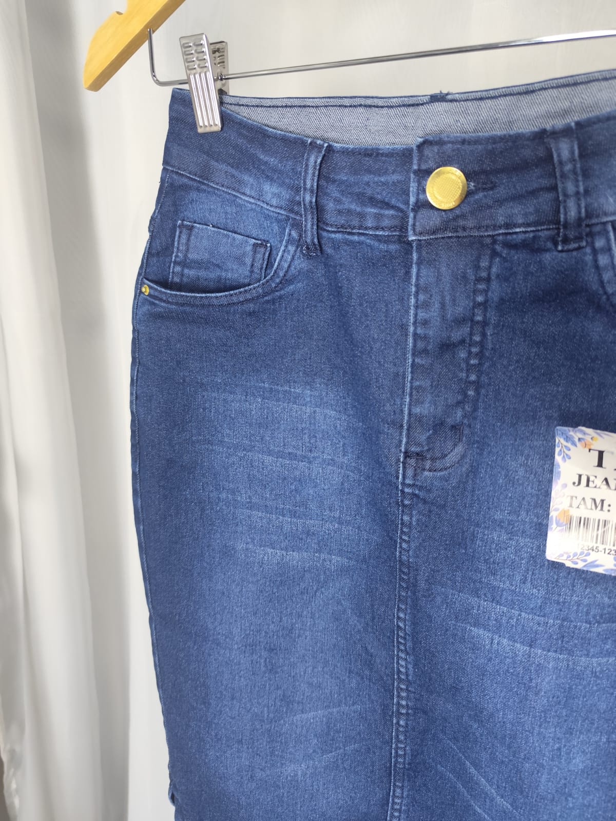 c3b7061d7fe7c81827dced8e49ed5423.jpg Saia Jeans Lisa Cristã Evangélica Secretaria Cós Alto Feminina Azul Escuro Estilo 38 ao 48 - Imagem 5