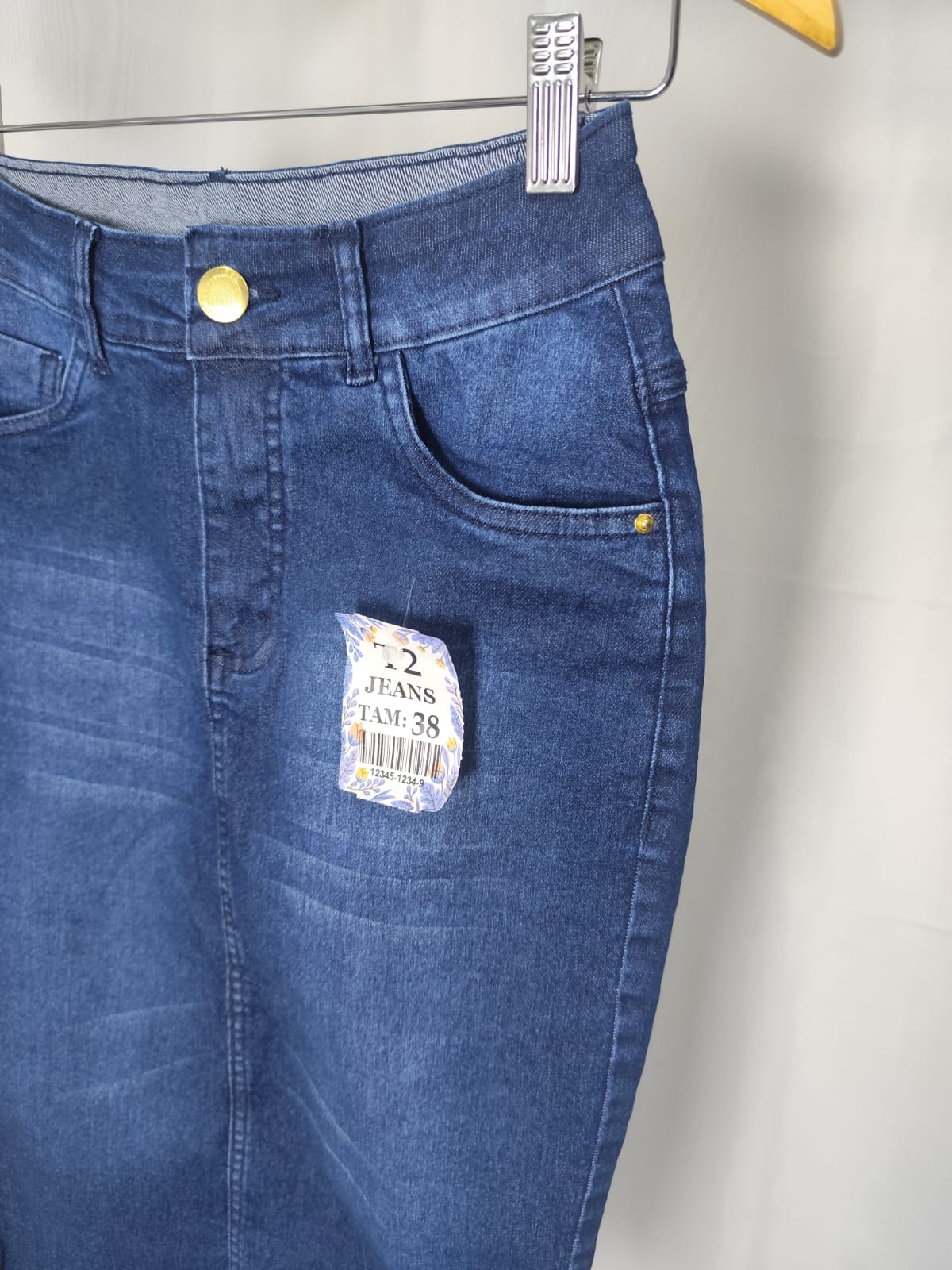 debb60f6b5972d6546a8a0971f42d042.jpg Saia Jeans Lisa Cristã Evangélica Secretaria Cós Alto Feminina Azul Escuro Estilo 38 ao 48 - Imagem 4